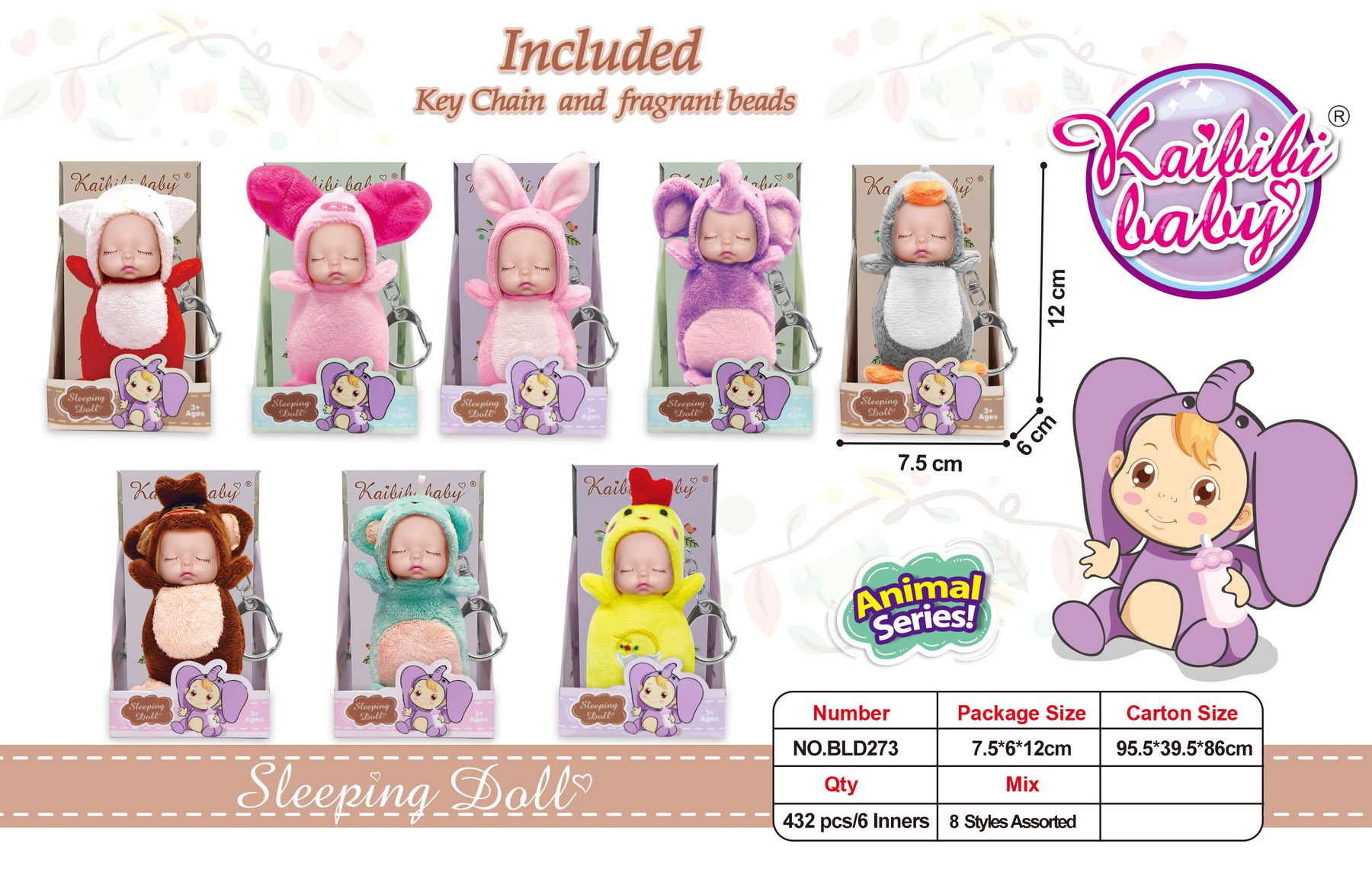 Kaibibi Scented Sleeping Baby Keychain Collection BLD273
