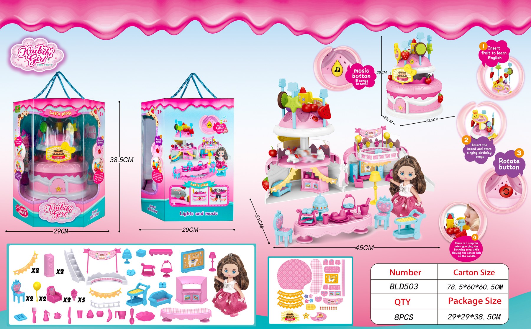 Musical Light-Up Rotating Birthday Party Scene Cake House (Functional) BLD503