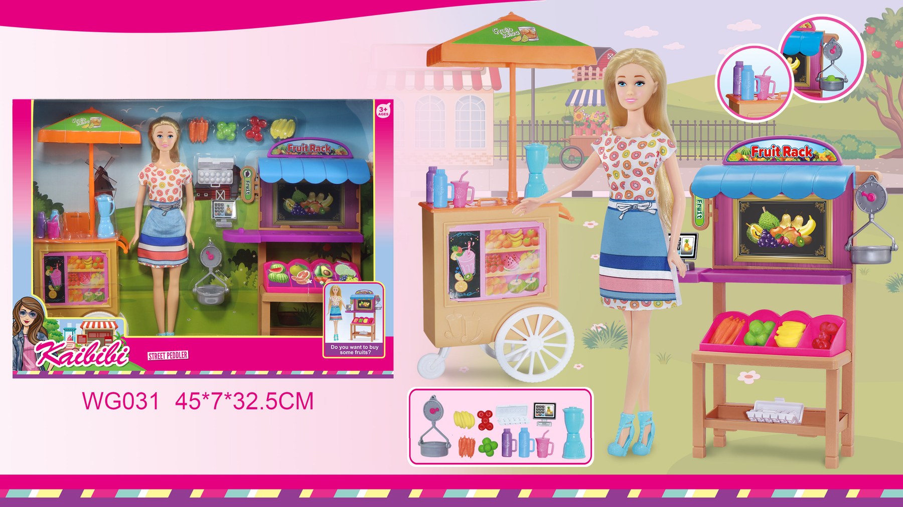 11.5-inch Kaibibi Doll Fruit Shop Playset WG031