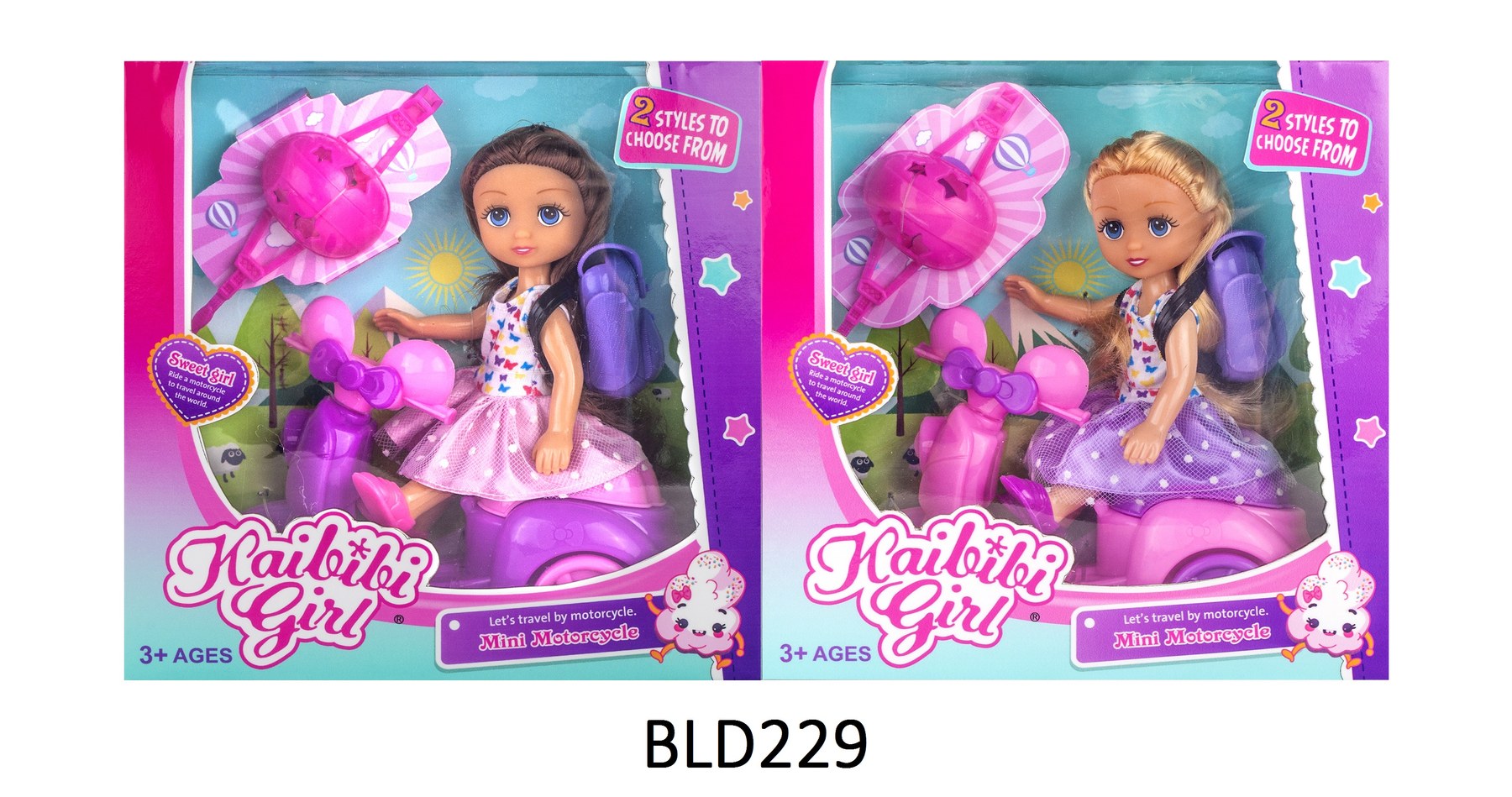 6 Inch Solid Body Kaibibi Girl Doll Motorcycle Playset BLD229