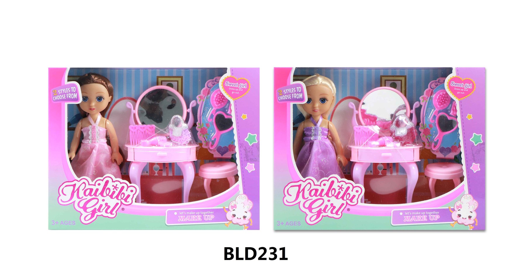 6 Inch Solid Body Kaibibi Girl Doll with Vanity Table Playset BLD231