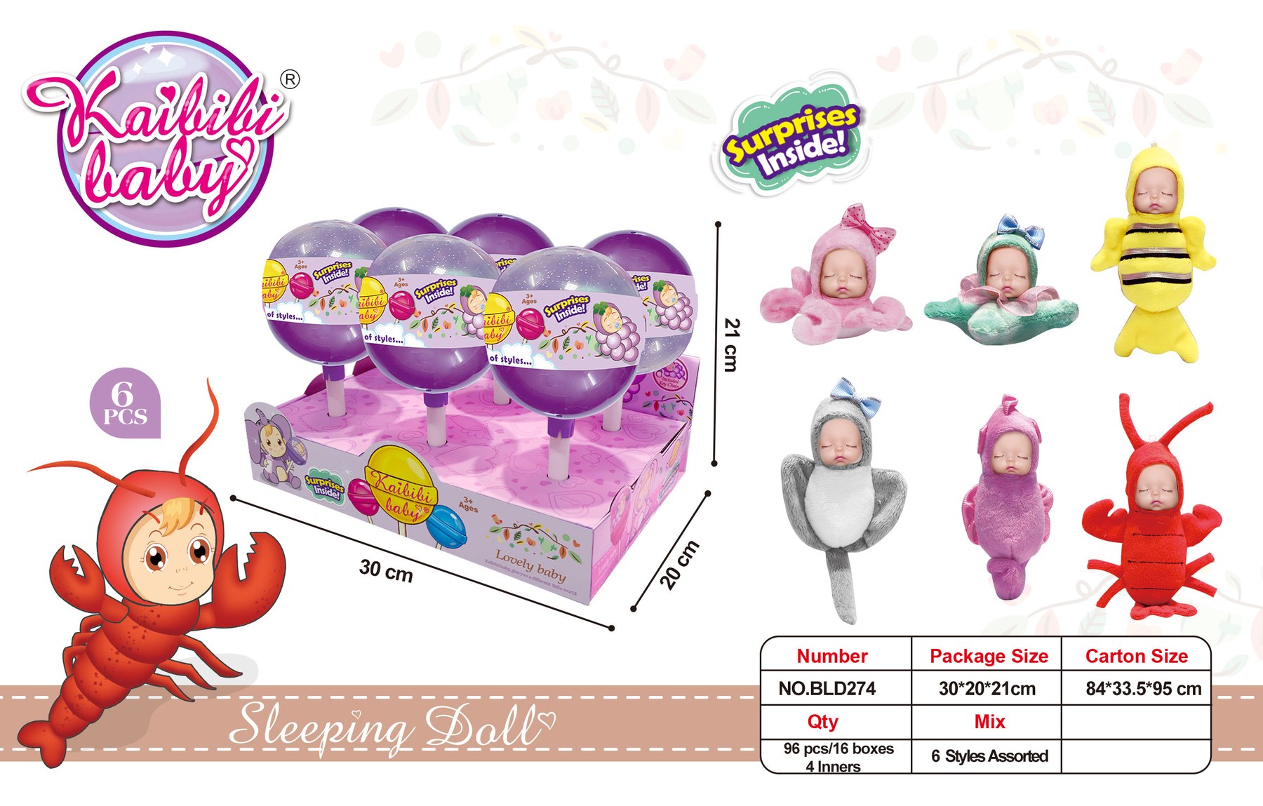 Kaibibi Sleeping Baby Keychain Lollipop Collection BLD274