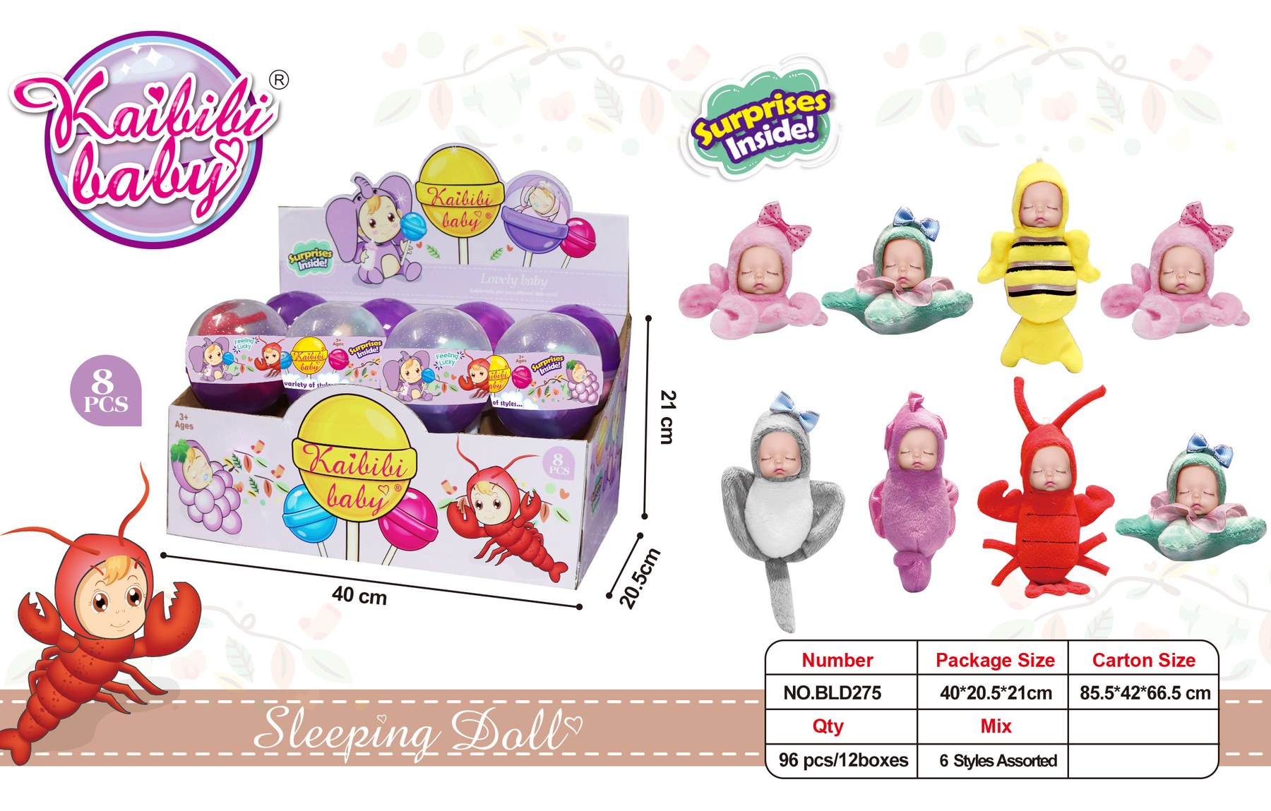 Kaibibi Sleeping Baby Keychain Lollipop Collection BLD275