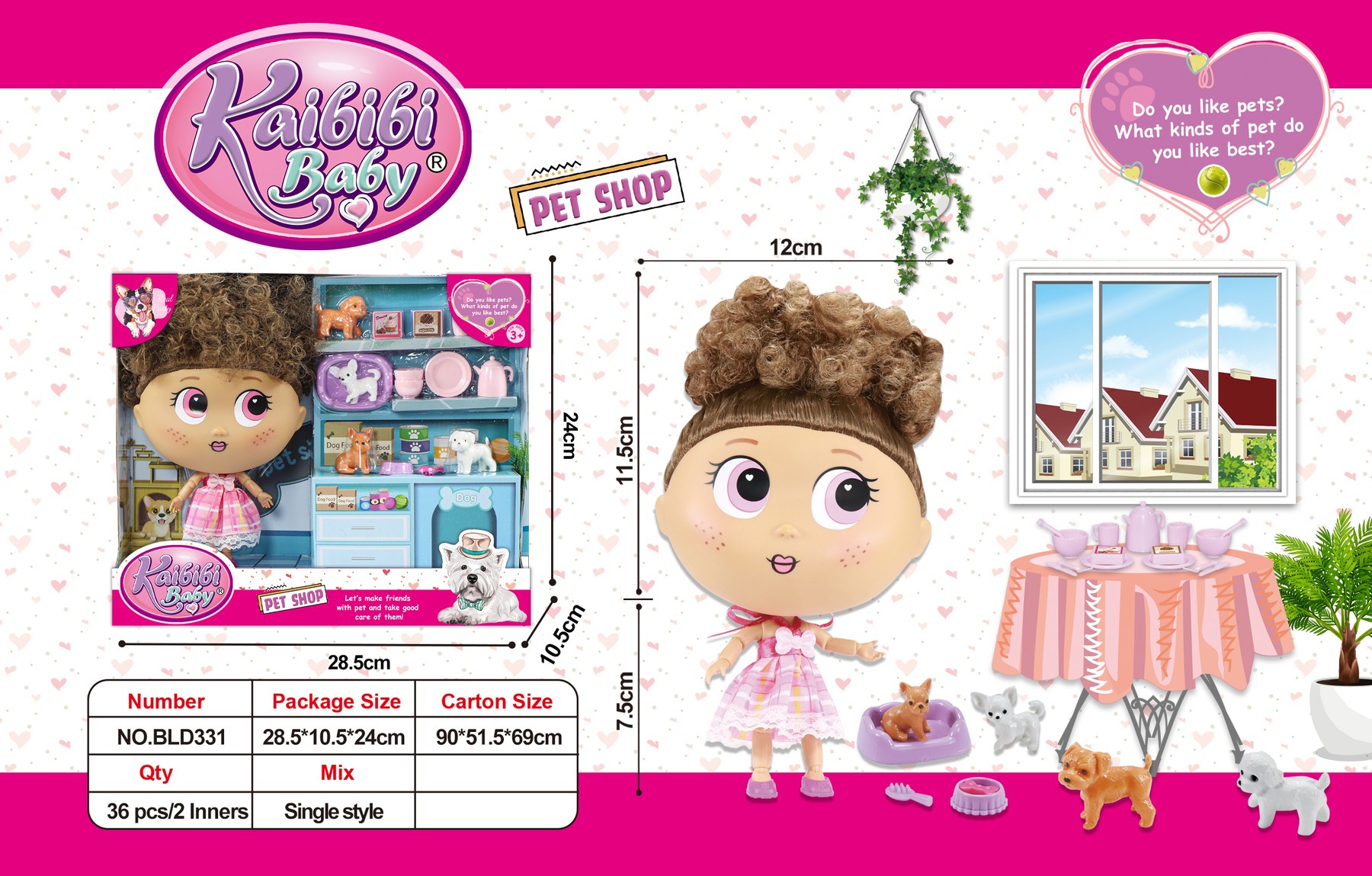 7.5 Inch Solid Body 12-Jointed Kaibibi Baby - Pet Shop Theme BLD331