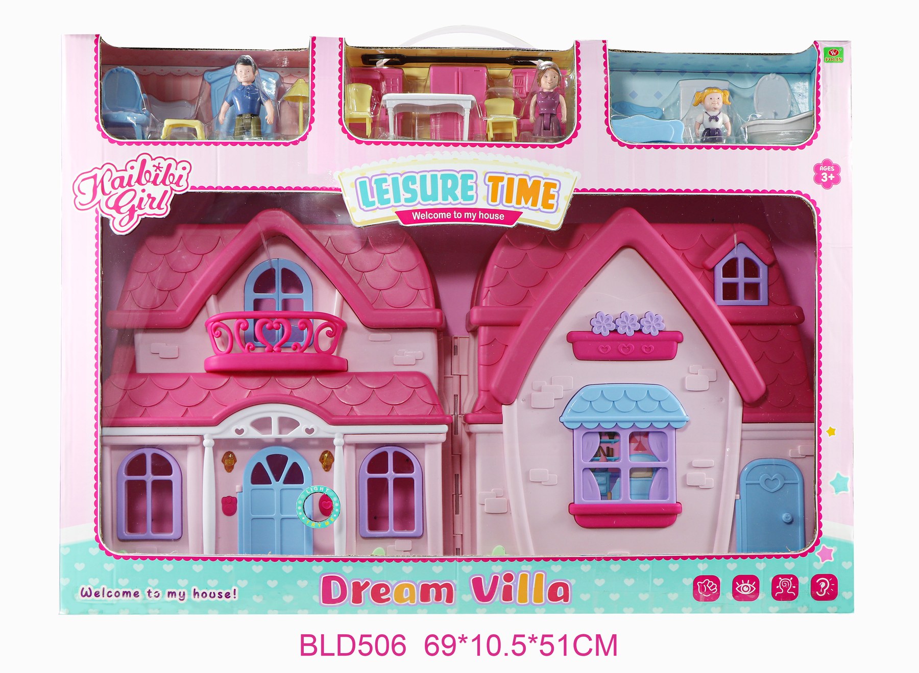 Kaibibi Doll Dream House Pretend Play Large Set, Window Display Box with Functions BLD506