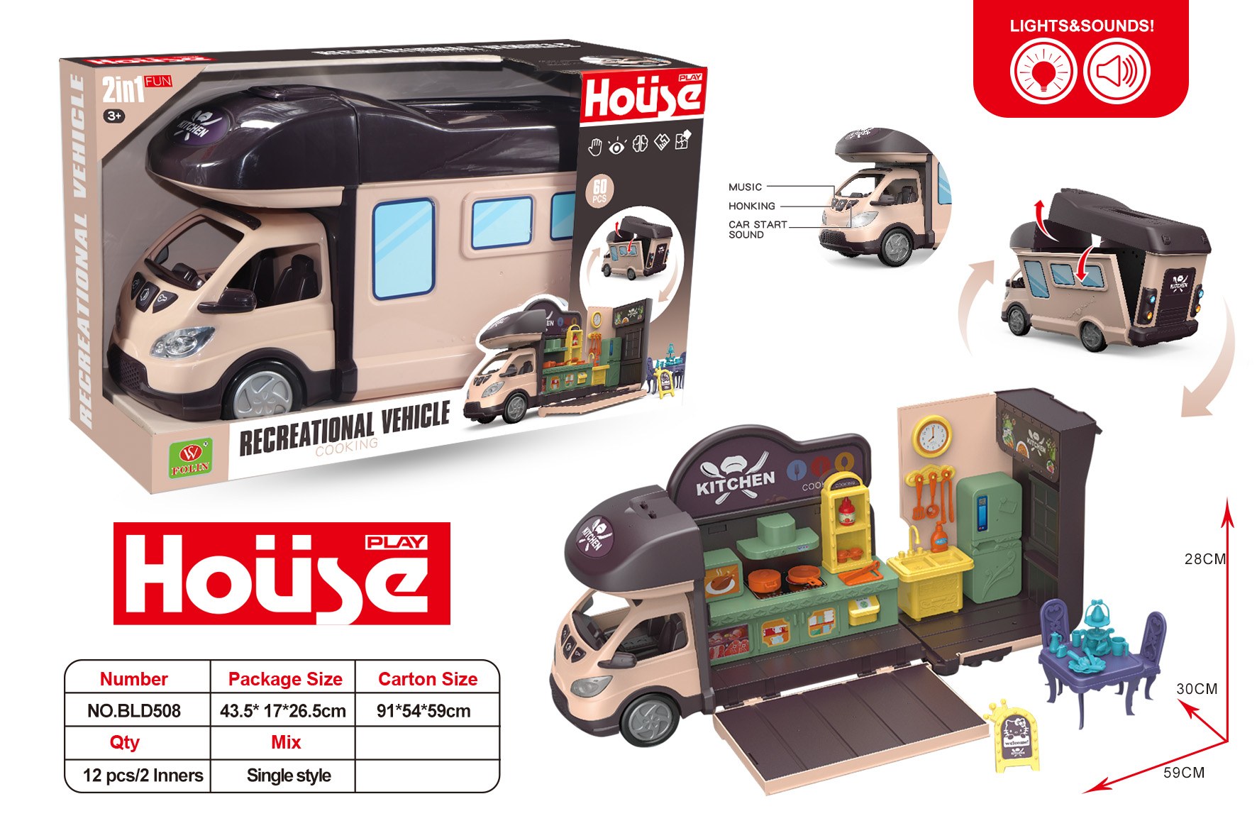 Functional Scene RV with Lights & Music - Kitchen Theme BLD508