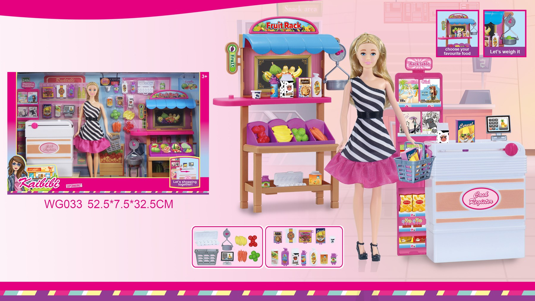 11.5-inch Kaibibi Supermarket Shopping Playset WG033