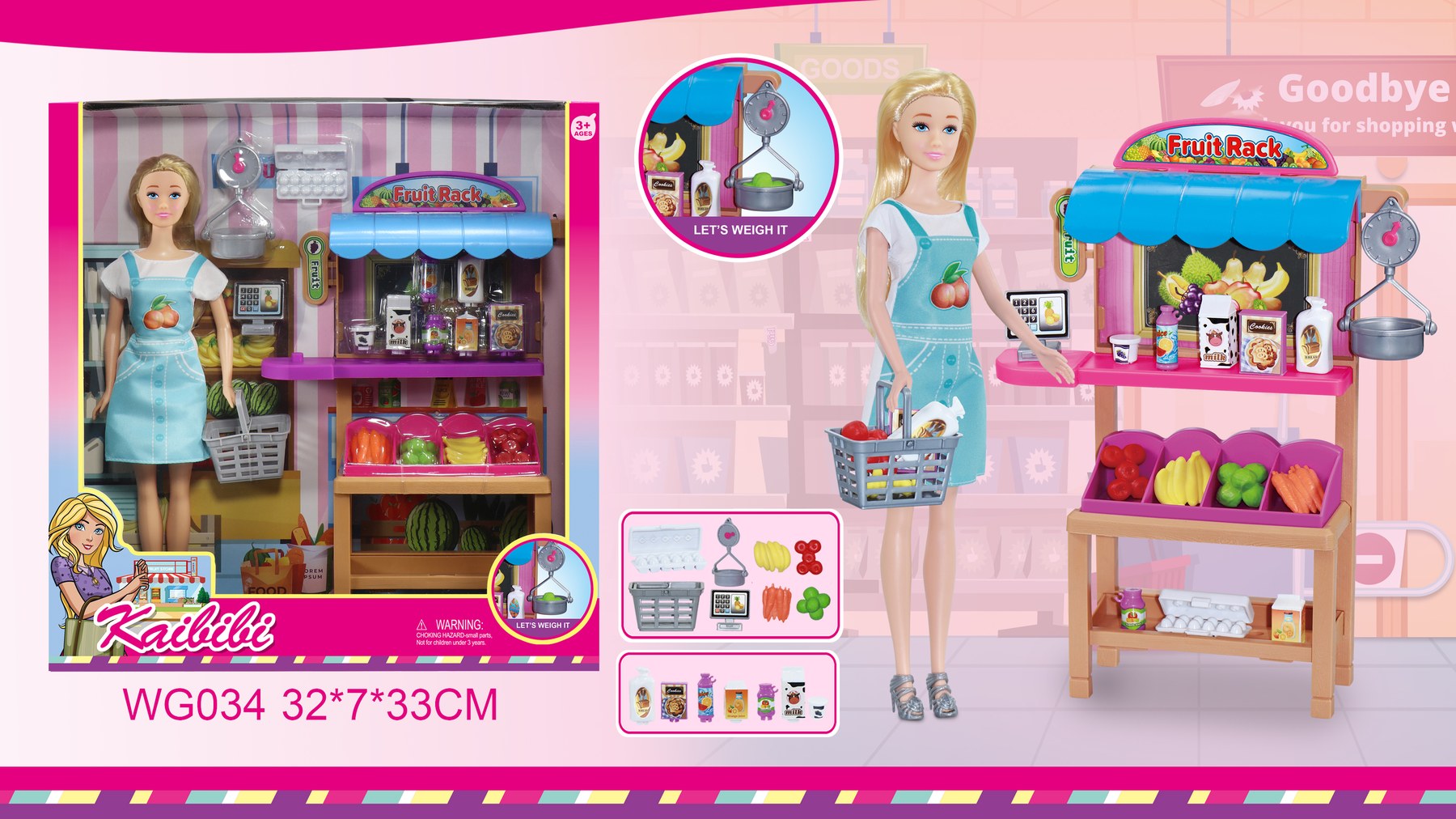 11.5-inch Kaibibi Doll Fruit Shop Playset WG034