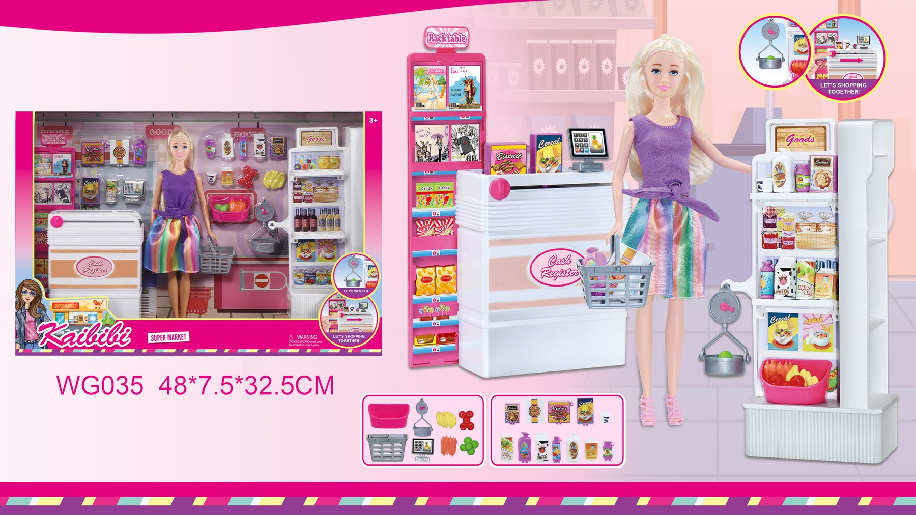 11.5-inch Kaibibi Supermarket Shopping Playset WG035