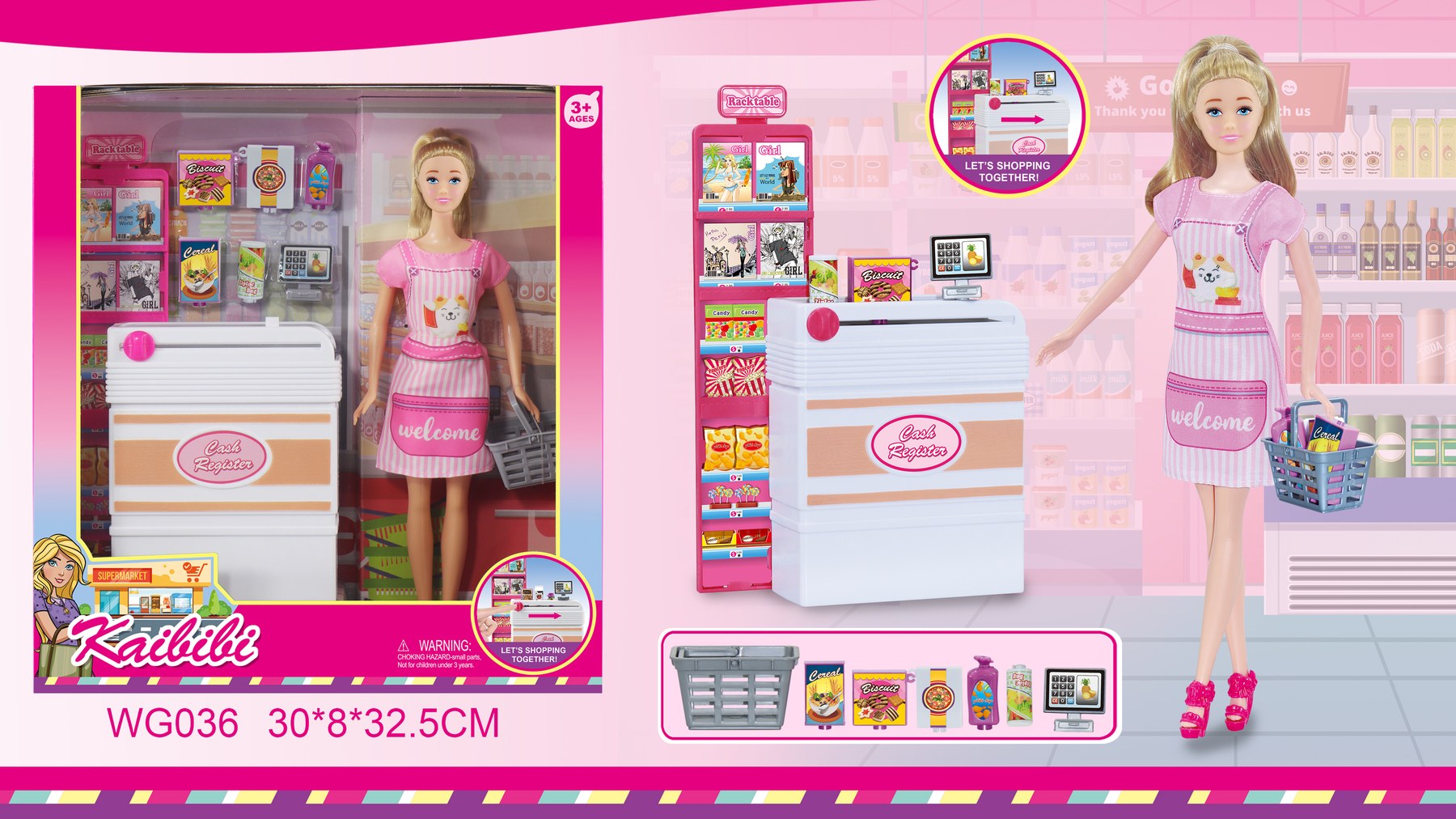 11.5-inch Kaibibi Supermarket Cashier Playset WG036