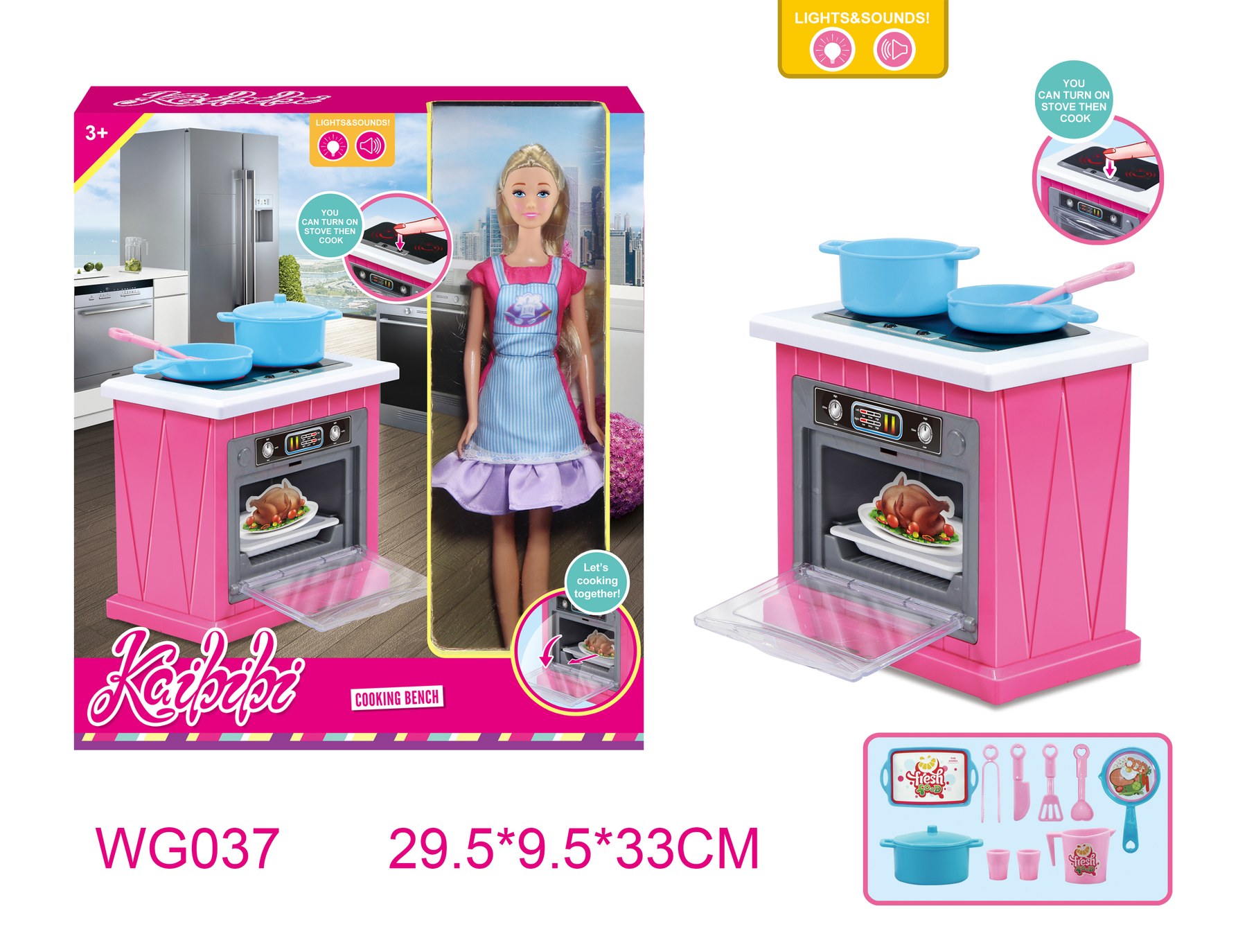 11.5-inch Kaibibi Kitchen Stove Playset (with Light & Music) WG037