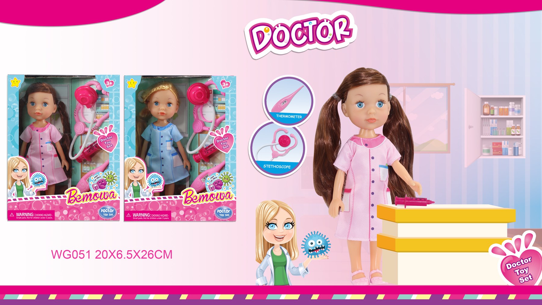 10 Inch Moving Eyes Bemowa Doll Doctor Theme WG051