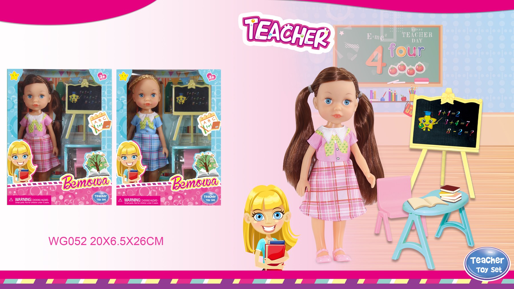 10 Inch Moving Eyes Bemowa Doll Teacher Theme WG052
