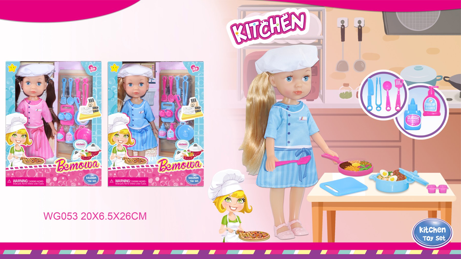 10 Inch Moving Eyes Bemowa Doll Chef Theme WG053