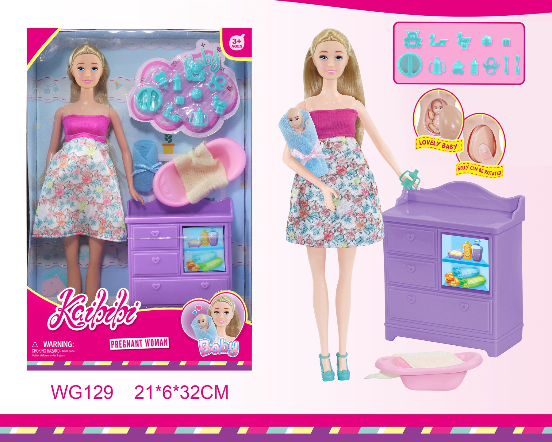 11.5-inch Kaibibi Pregnant Doll Set WG129