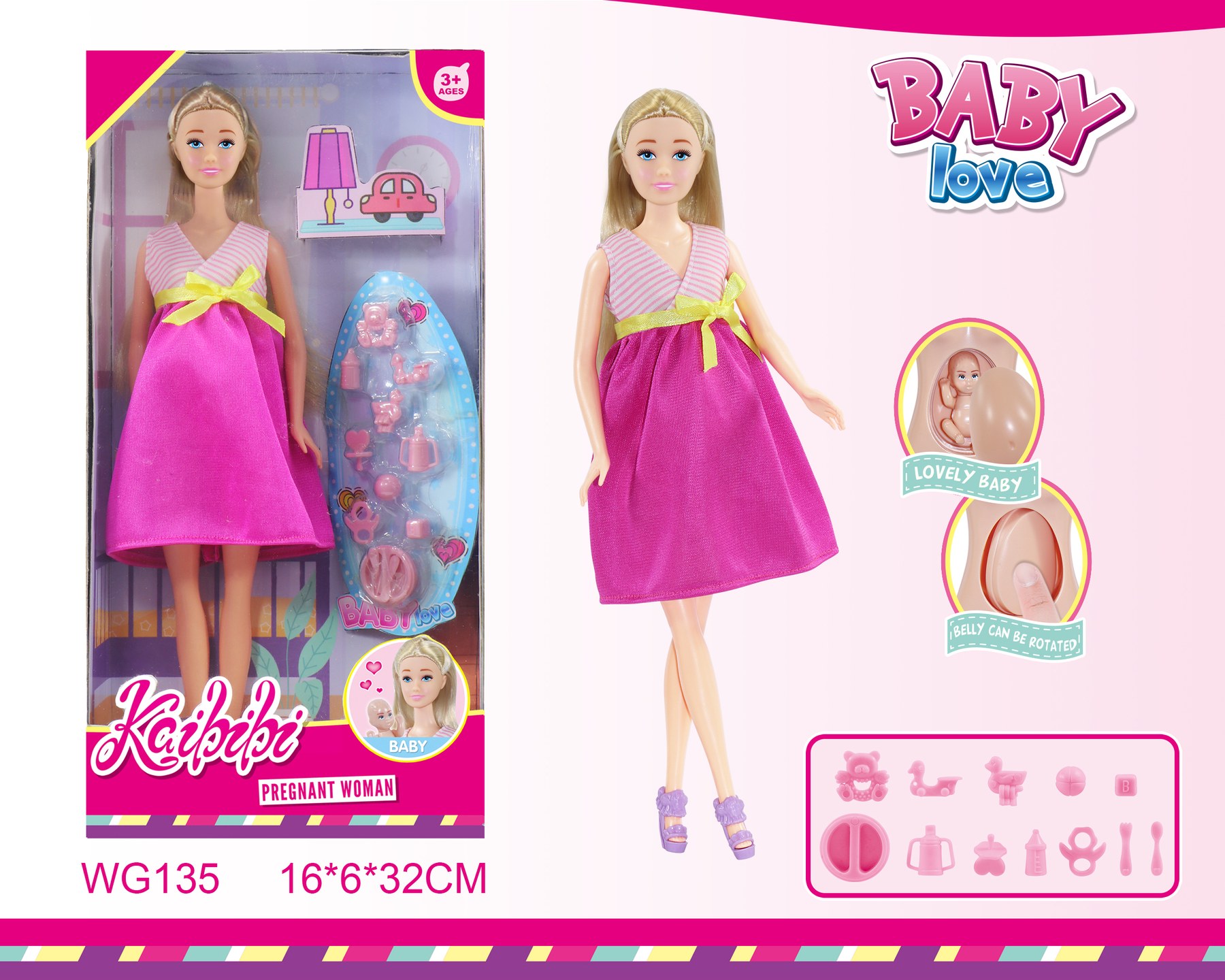 11.5-inch Kaibibi Pregnant Doll with Window Box Set WG135
