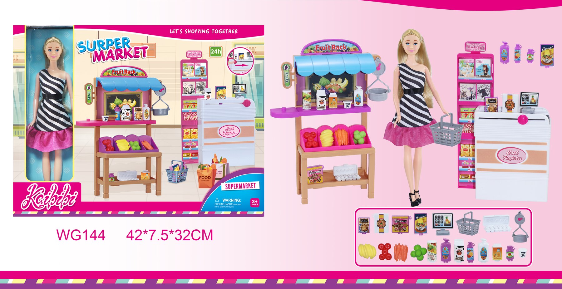 11-inch Kaibibi Doll Supermarket Set, Half Window Box, Style A WG144
