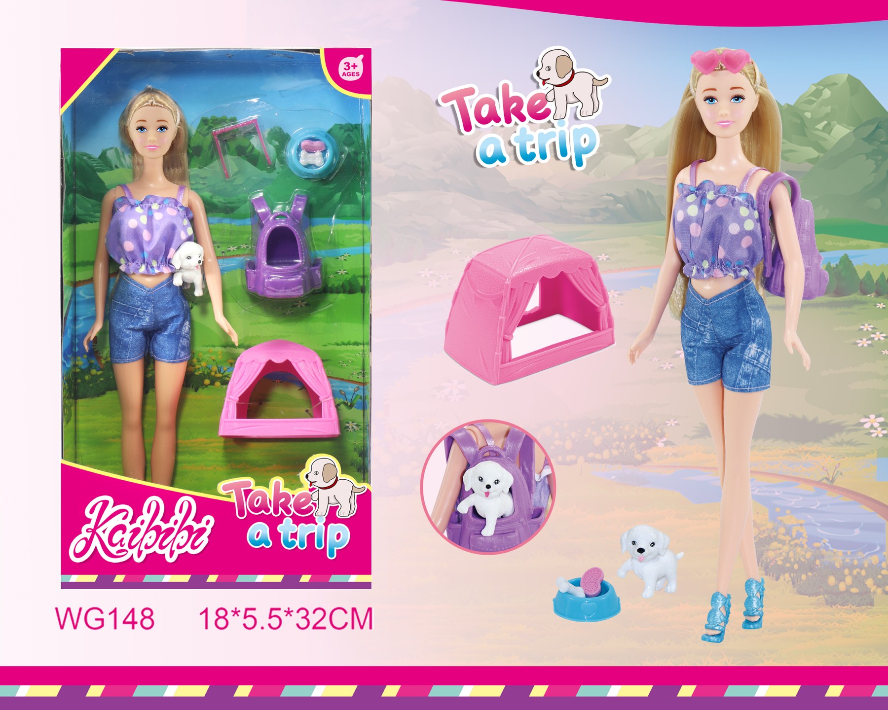 11.5-inch Kaibibi Doll Outdoor Travel Set WG148