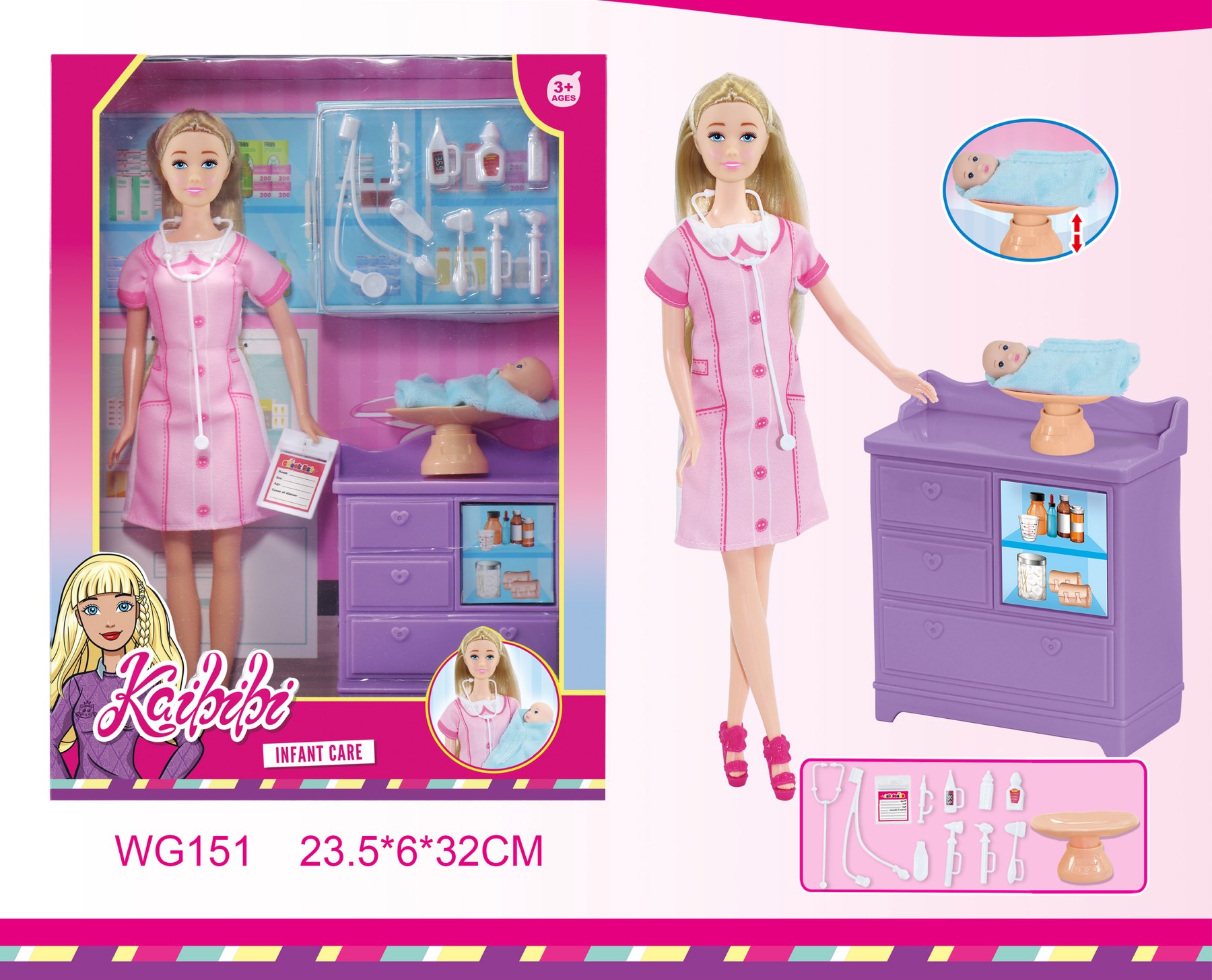 11.5-inch Kaibibi Doll Baby Doctor Set WG151
