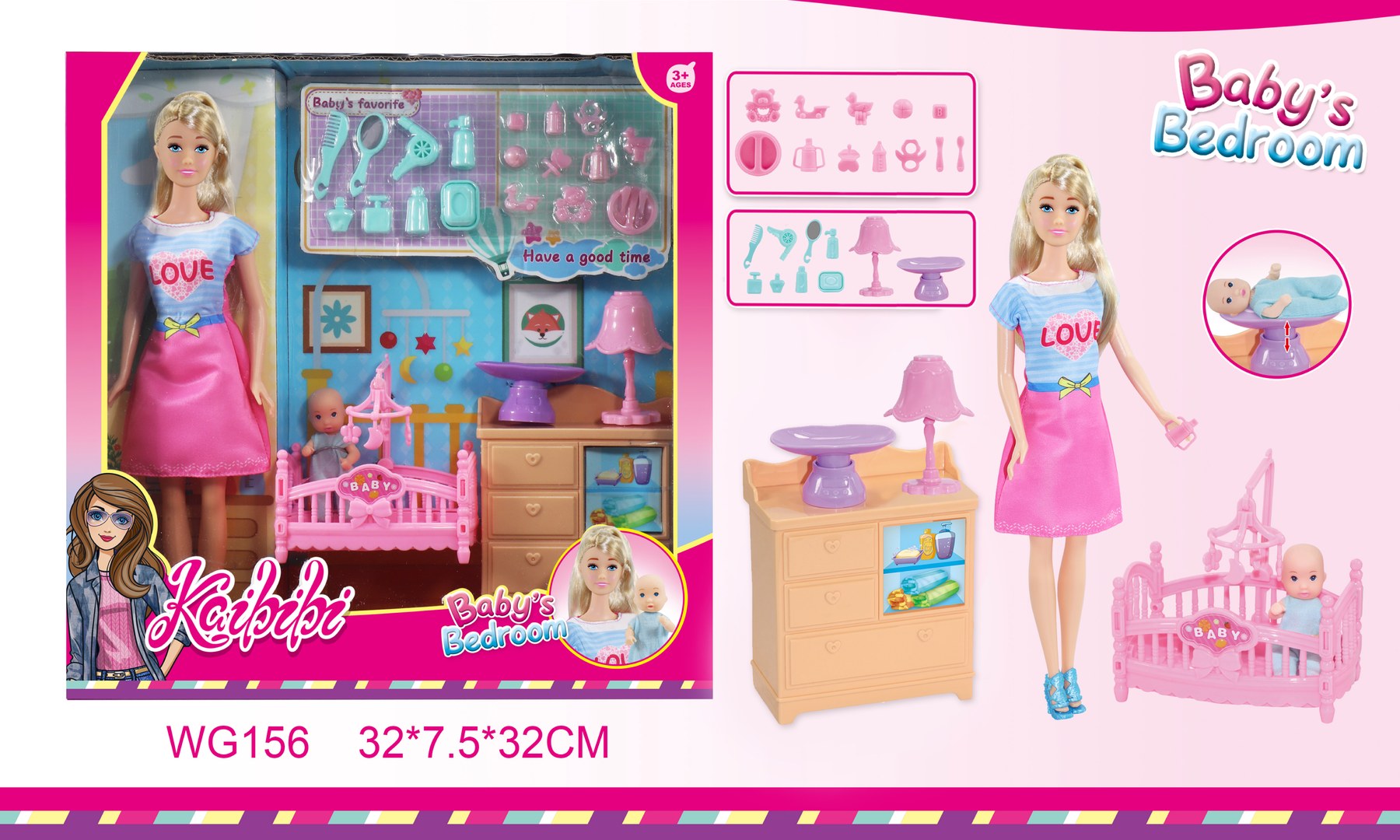 11-inch Kaibibi Doll Bedroom Theme WG156