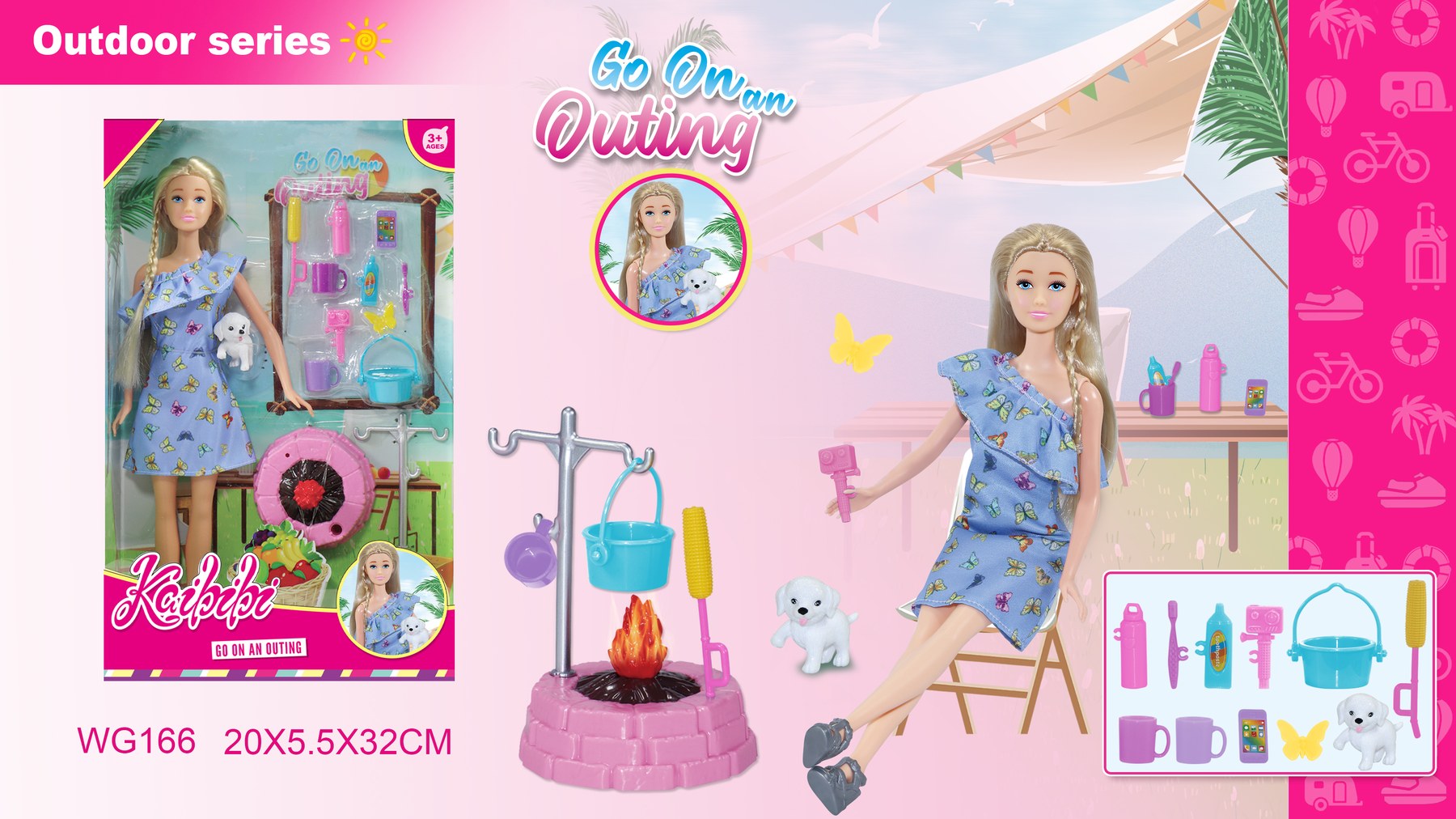 11.5-inch Kaibibi Doll BBQ & Picnic Playset WG166