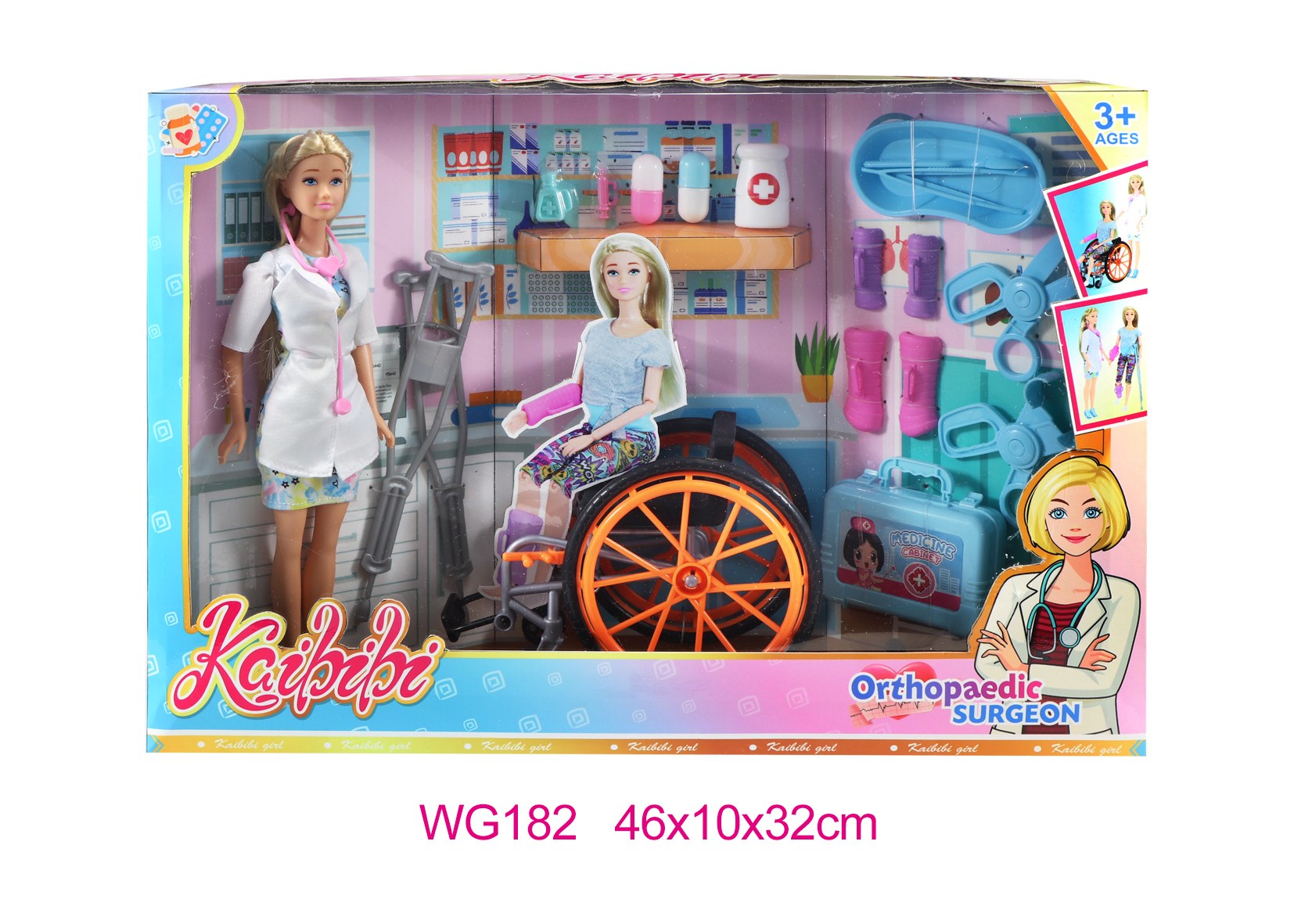 11.5-inch Kaibibi Doll Orthopedic Doctor Set with Wheelchair WG182