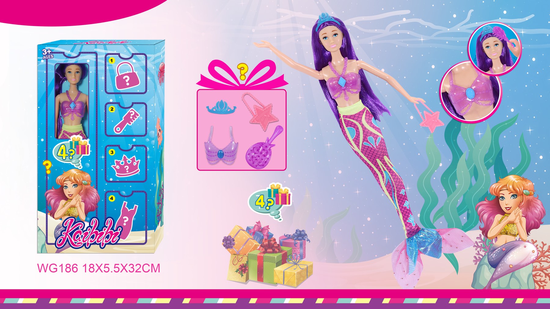 11.5 Inch Kaibibi Doll Surprise Blind Box - Mermaid Theme WG186