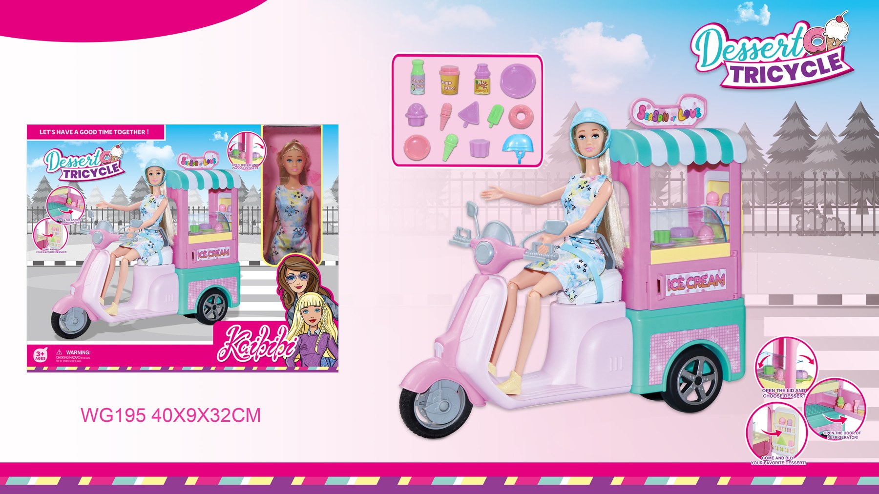11.5-inch Kaibibi Doll Dessert Motorcycle WG195