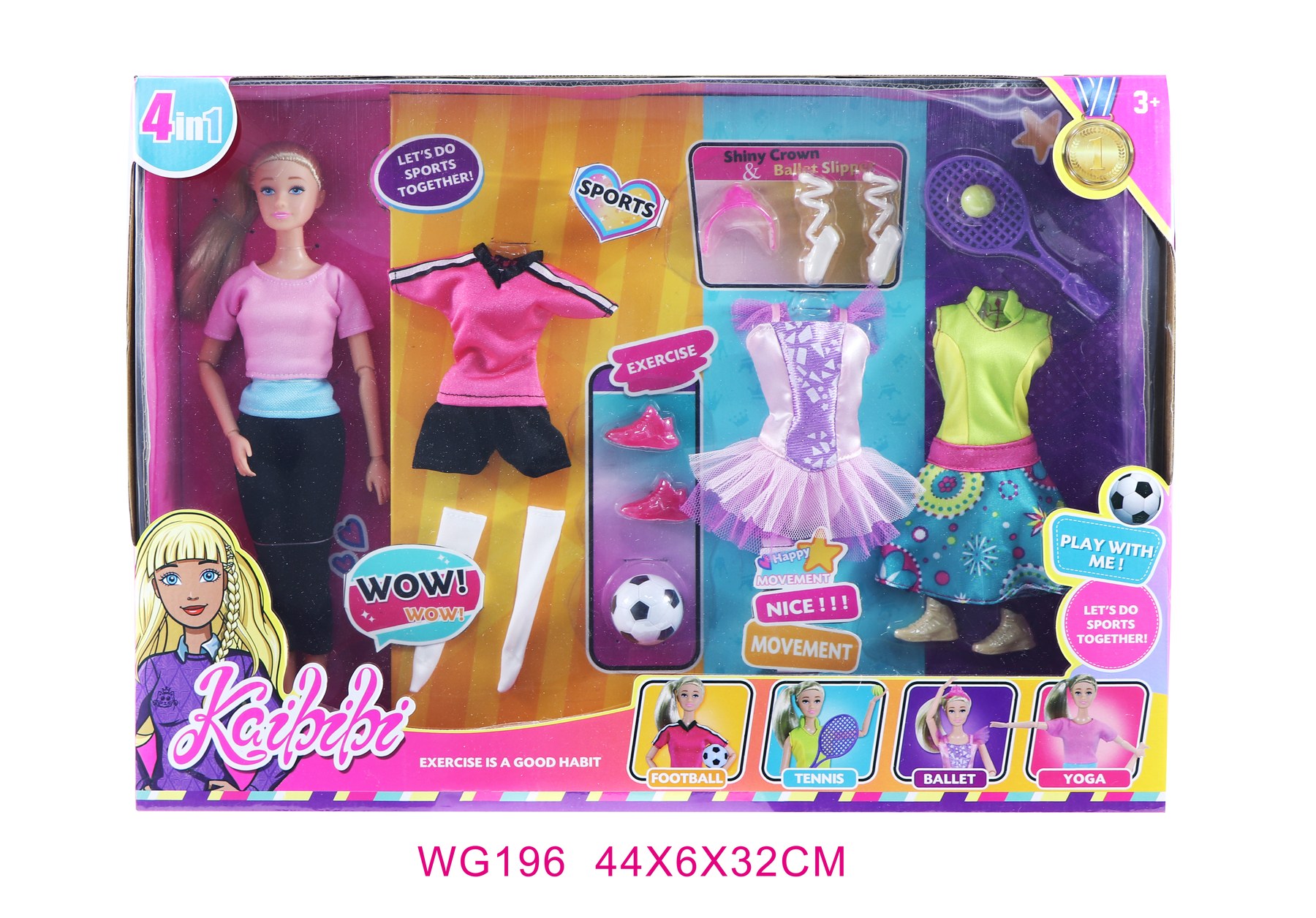 11.5-inch Kaibibi Doll 4-in-1 Sports & Hobbies Set WG196