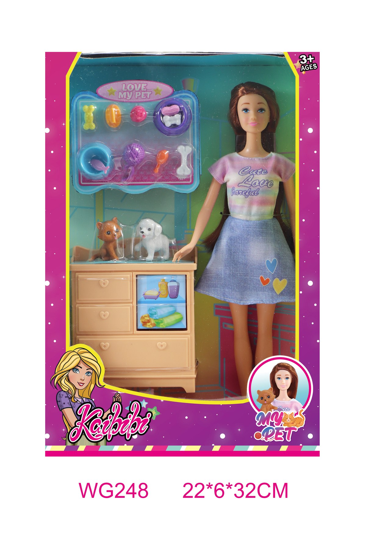 11.5-inch Full Body Kaibibi Doll Pet Care Set WG248