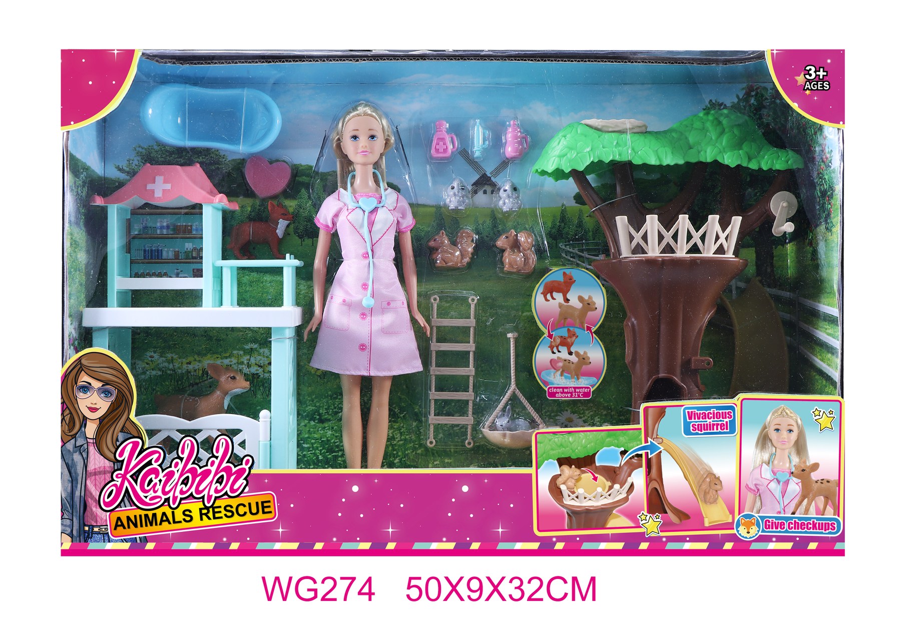 11.5-inch Kaibibi Doll Animal Care Set WG274