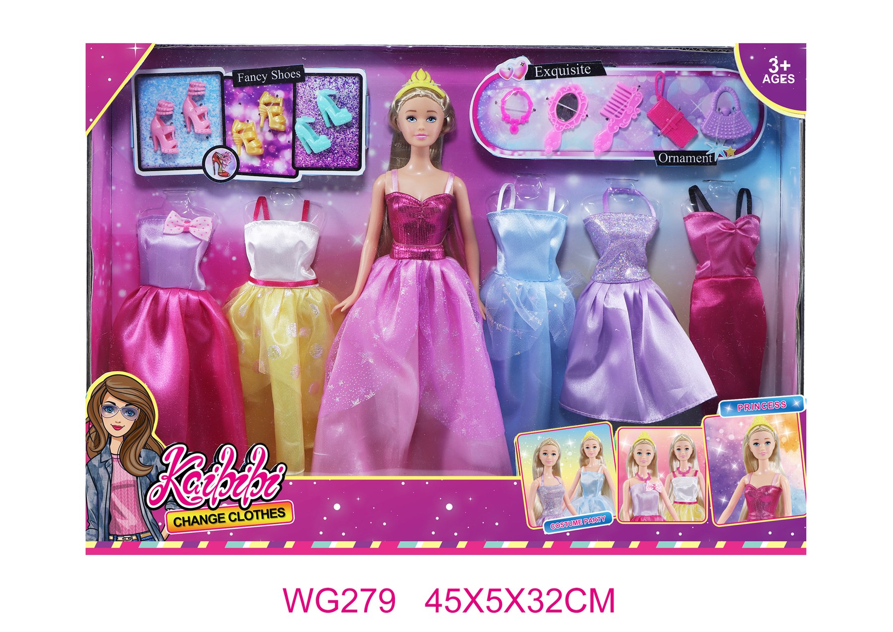 11.5 Inch Kaibibi Doll Princess Dress-Up Set WG279