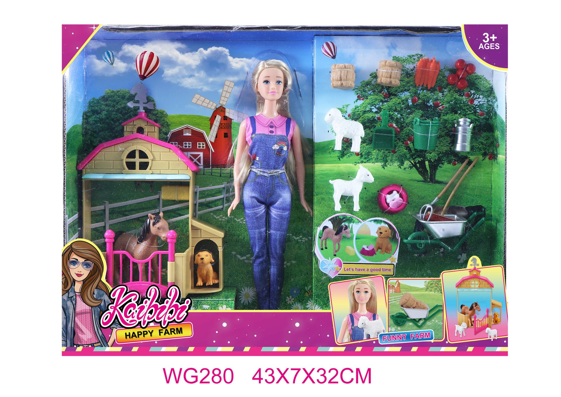 11.5-inch Kaibibi Doll Ranch Animal Set WG280