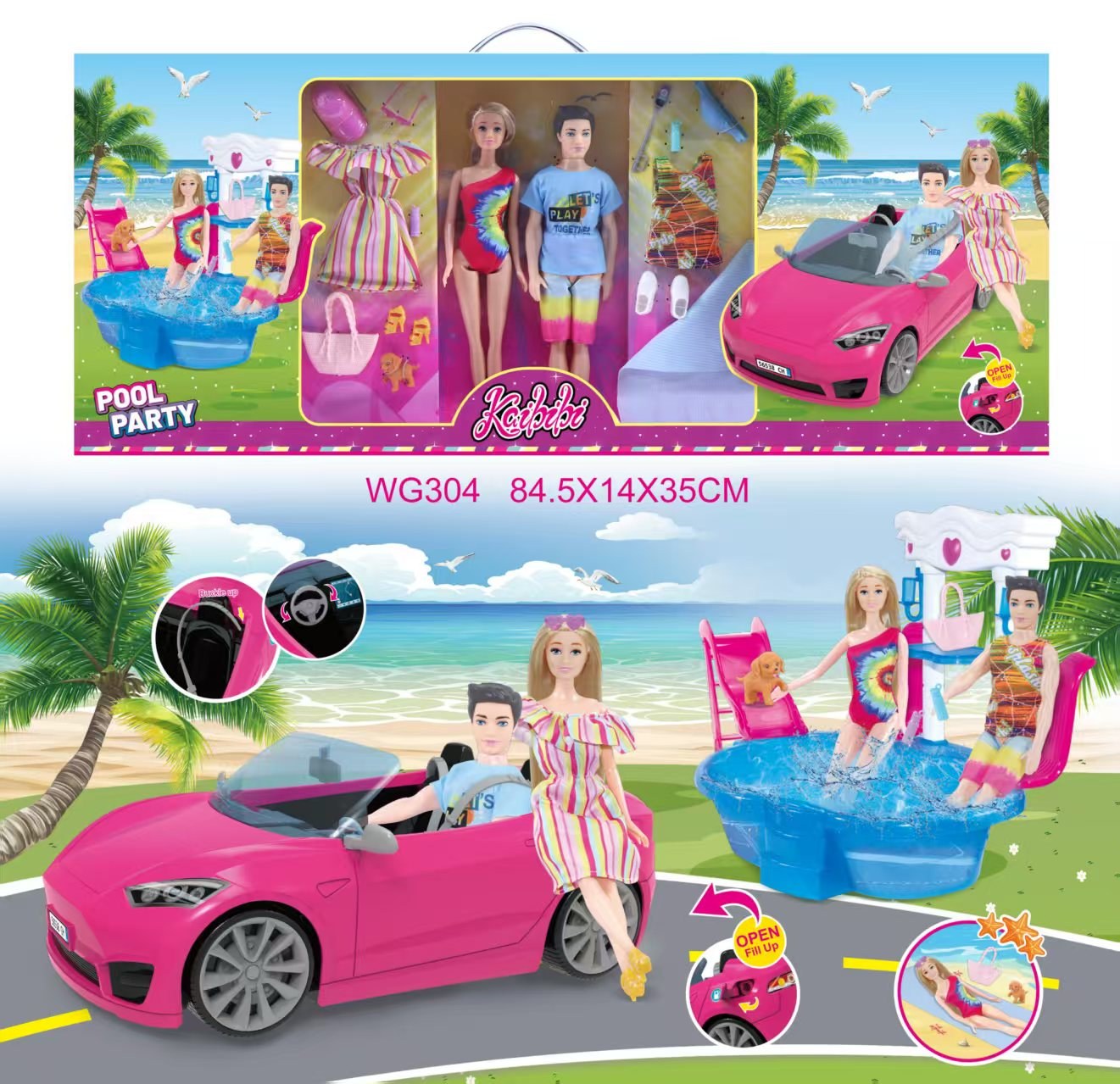 11.5-inch Doll Beach Party Set WG304