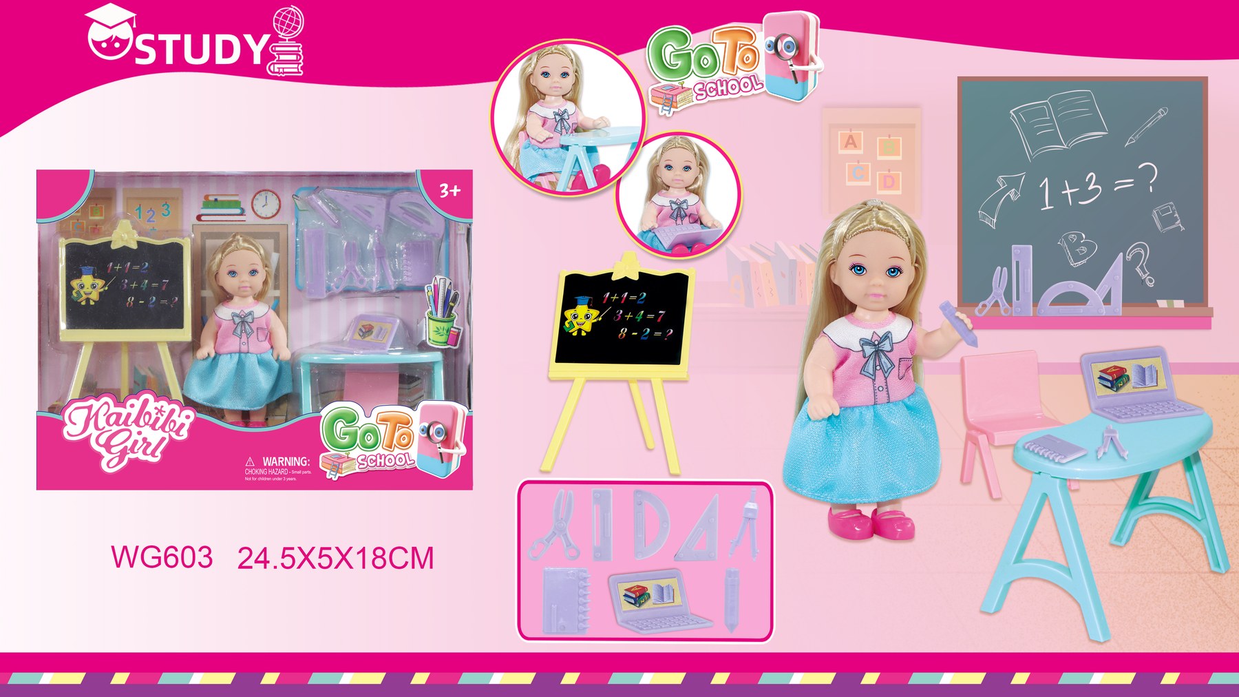 4.5 Inch Kaibibi Girl Doll School Set WG603