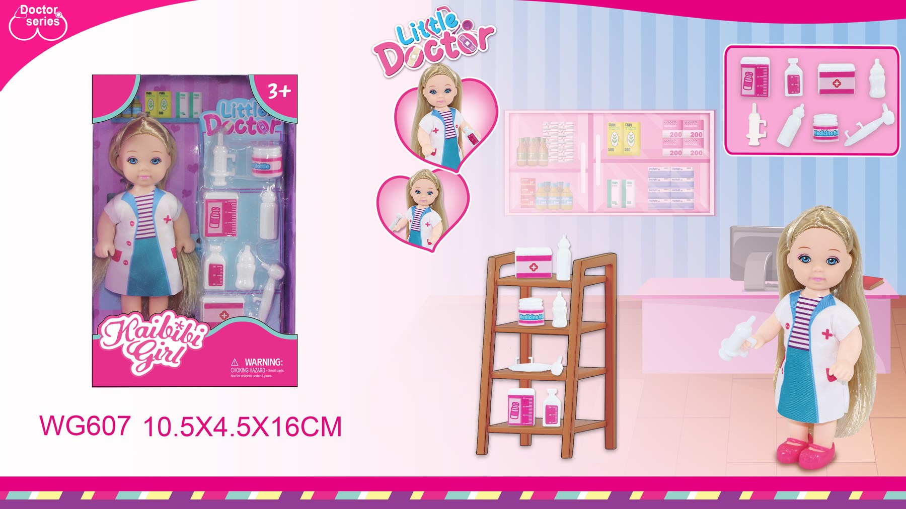 4.5 Inch Kaibibi Girl Doll Doctor Set WG607