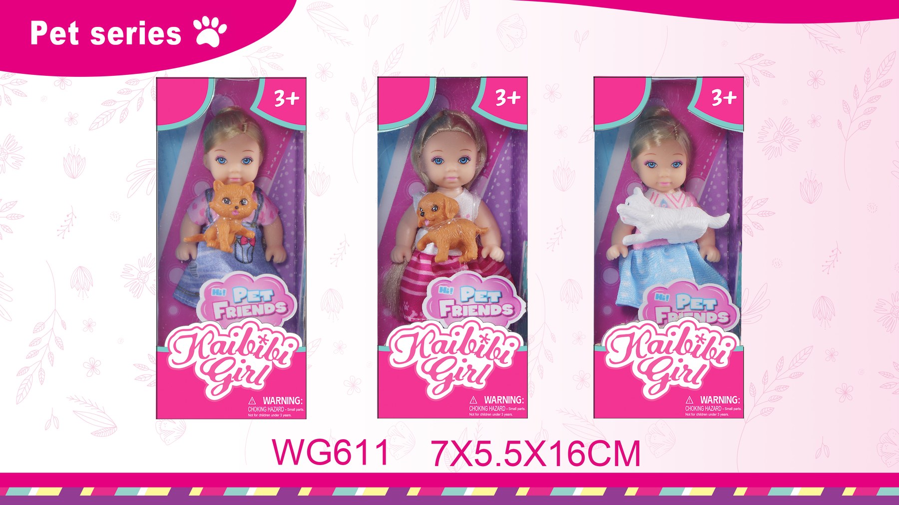 4.5 Inch Kaibibi Girl Doll Strip Box Collection WG611