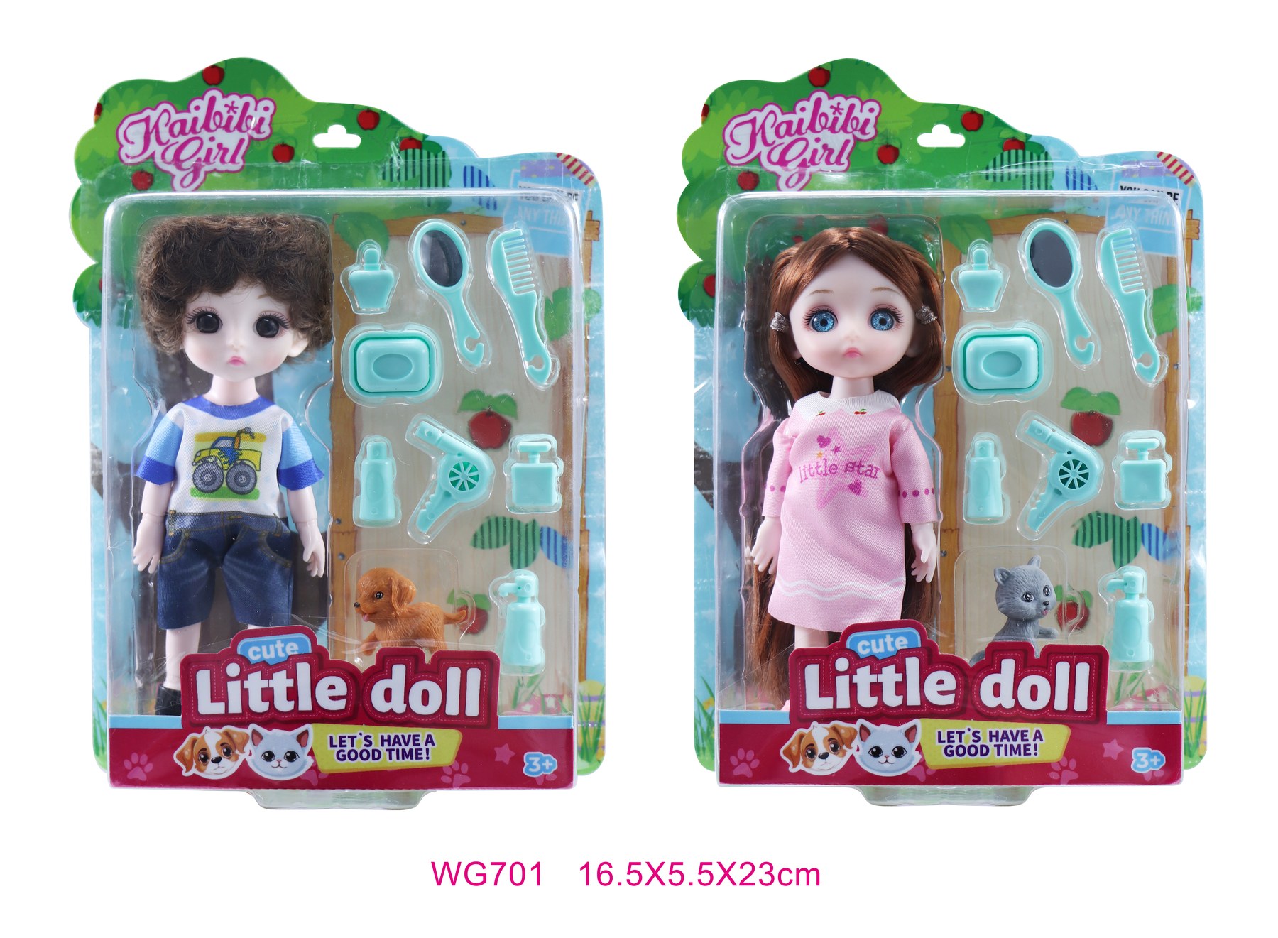 6 Inch Kaibibi Single Doll, Pet Outing Theme (with movable eyes) WG701