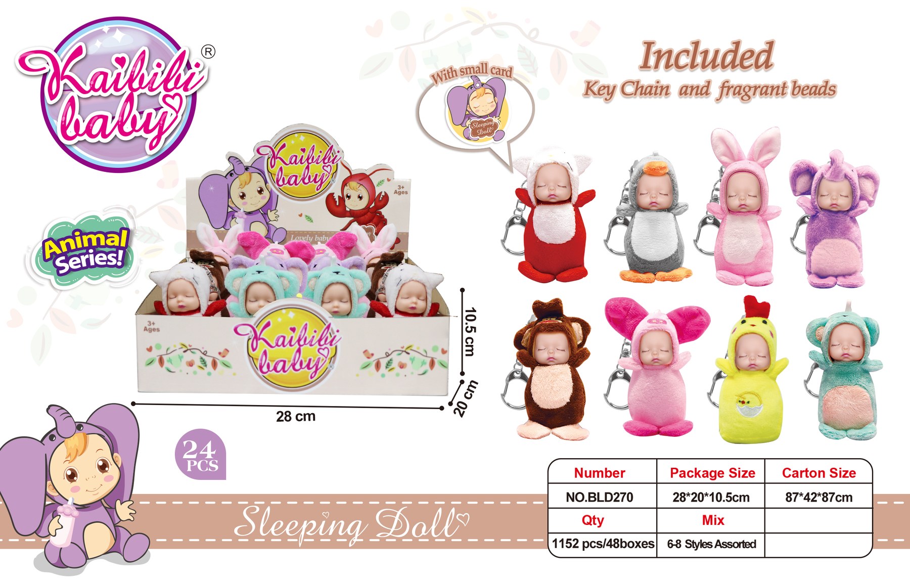 Kaibibi Scented Sleeping Baby Keychain Collection BLD270
